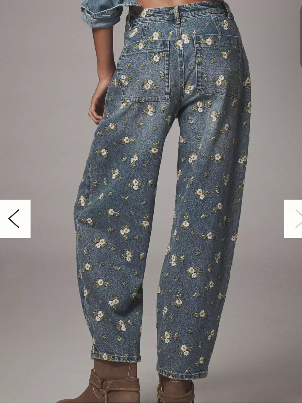 180.NWT Anthropology  Embroidered High-Rise Barrel jeans - Picture 3 of 5